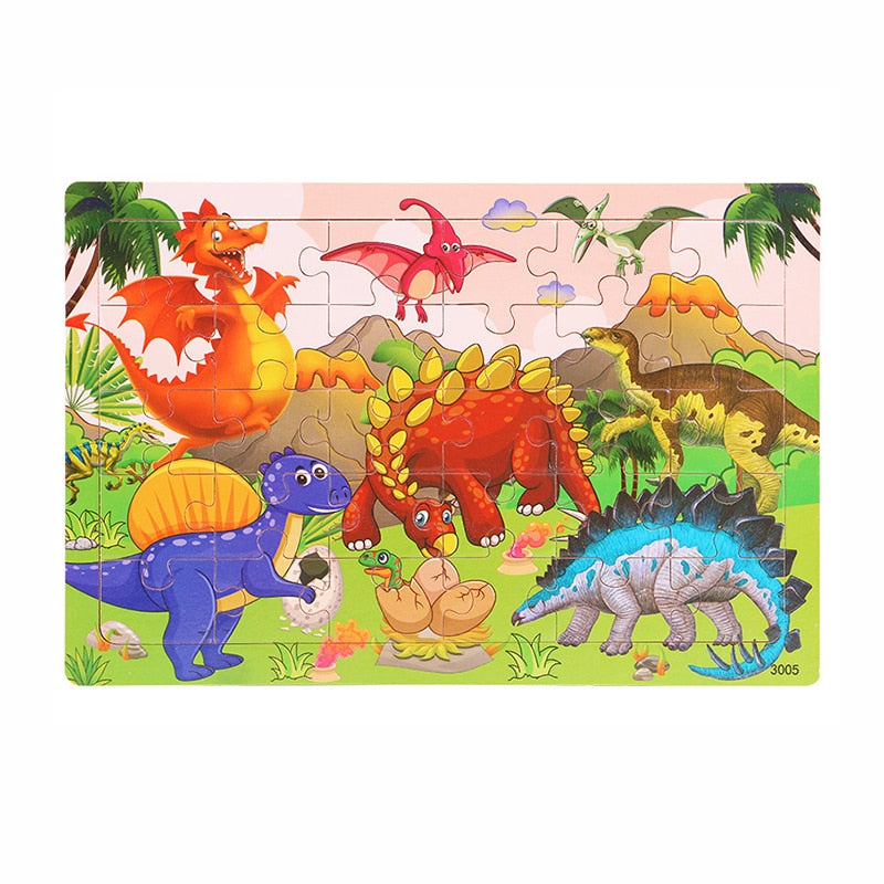 Animals Dinosaur Puzzle Wooden Preschool Kids Baby