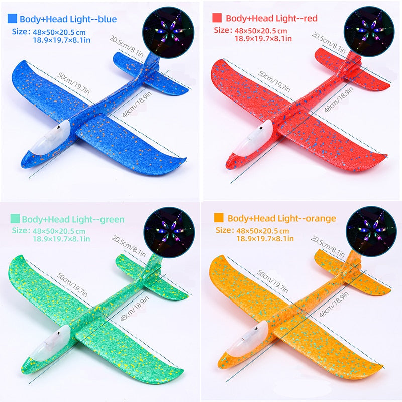 50CM Big LED Flash Foam Plane Glider Hand Throw Light