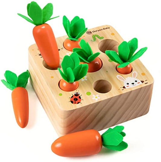 Montessori Toys for  Baby Pull Carrot Set Wooden Toy