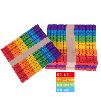 Colorful Hand Crafts DIY Wooden Sticks Popsicle