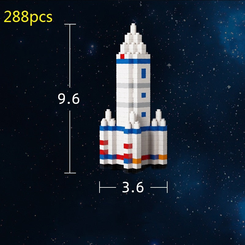 Mini Micro Rocket Building Blocks Space Moon Satellite