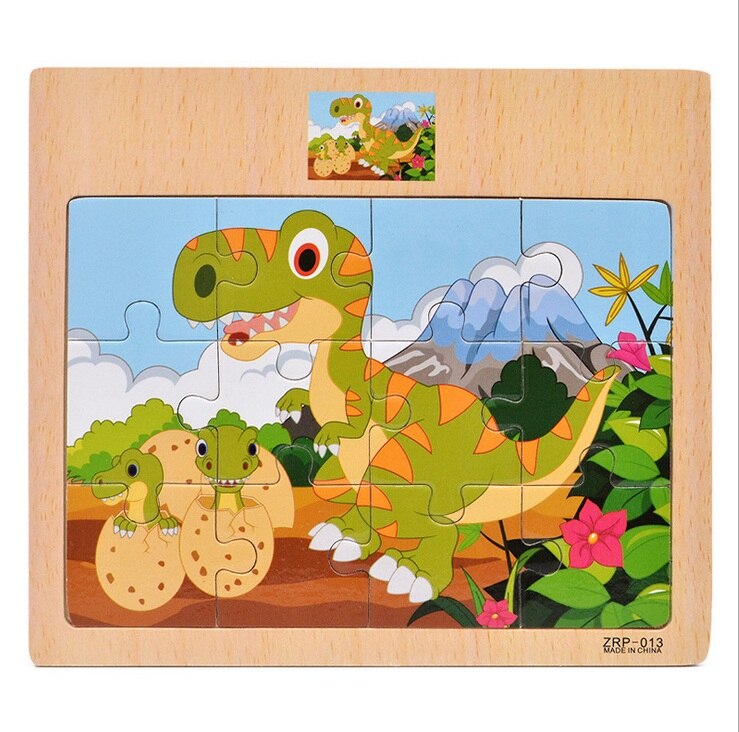 Wooden Kids Baby Wood Cartoon Vehicle Animals