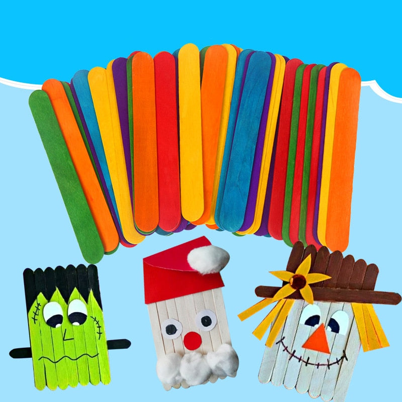 Colorful Hand Crafts DIY Wooden Sticks Popsicle