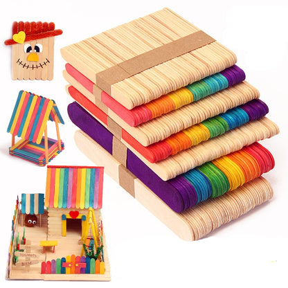 Colorful Hand Crafts DIY Wooden Sticks Popsicle