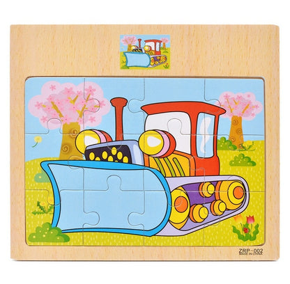 Wooden Kids Baby Wood Cartoon Vehicle Animals