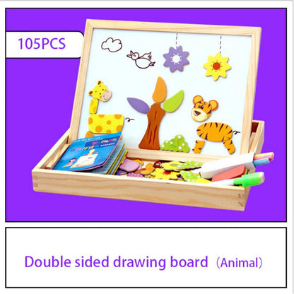 Wooden Multifunction Children Animal Puzzle Writing