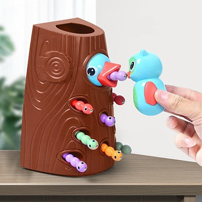 Montessori Toddler Toy Magnetic Woodpecker Catching