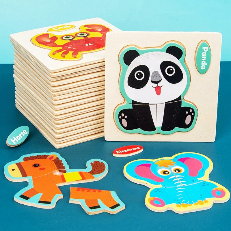 Wooden Puzzle Cartoon Animal Traffic