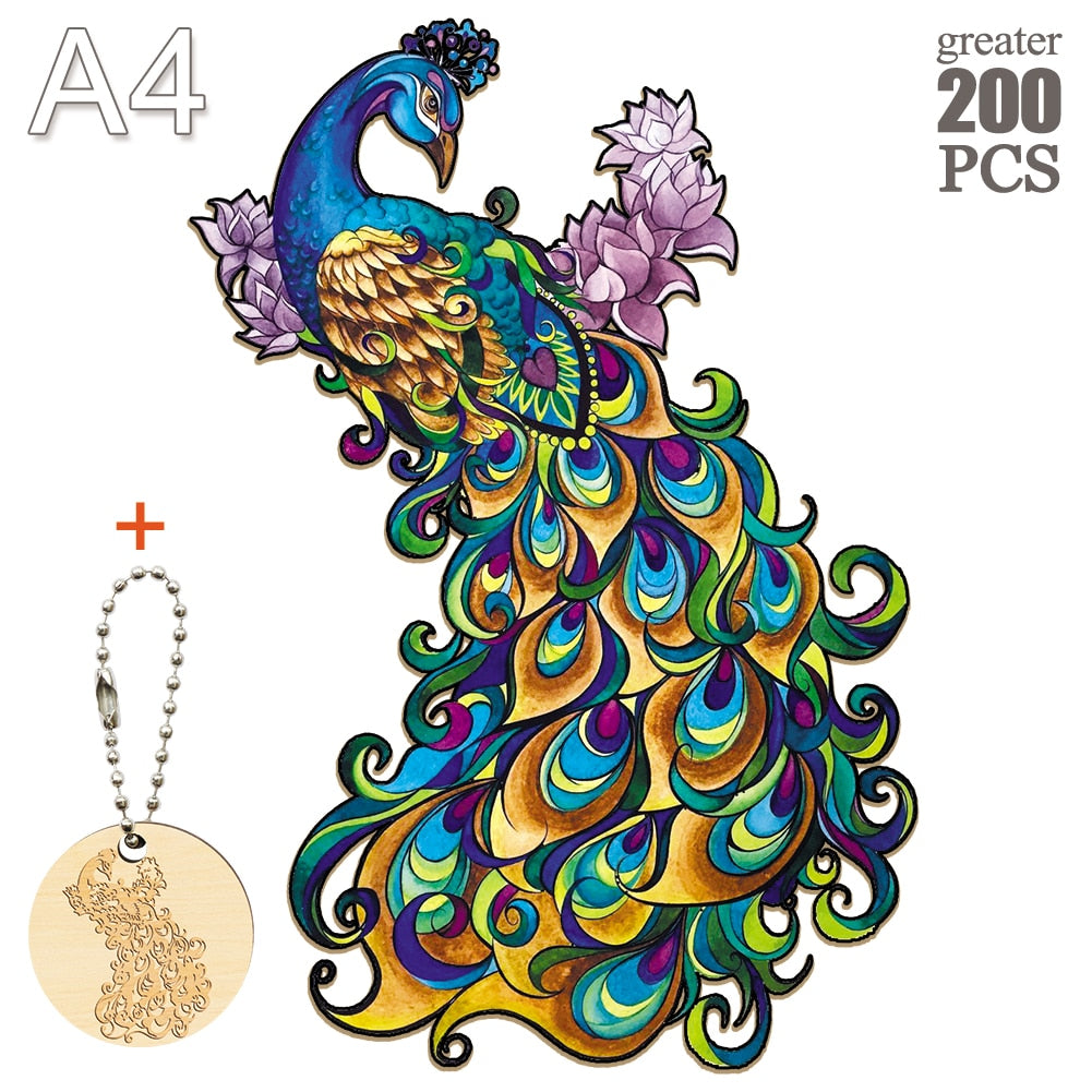 P Adults Animal Wooden Puzzle Peacock Owl