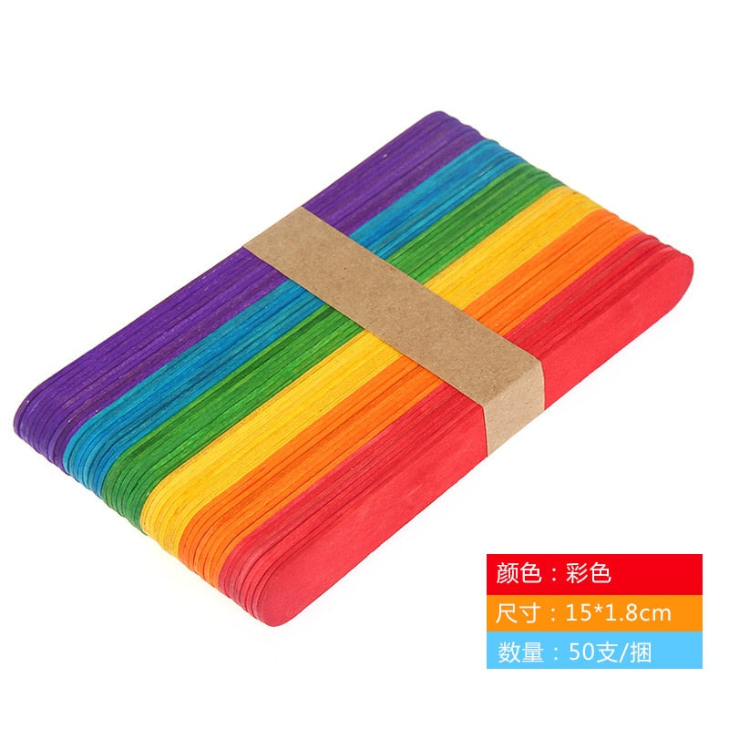 Colorful Hand Crafts DIY Wooden Sticks Popsicle