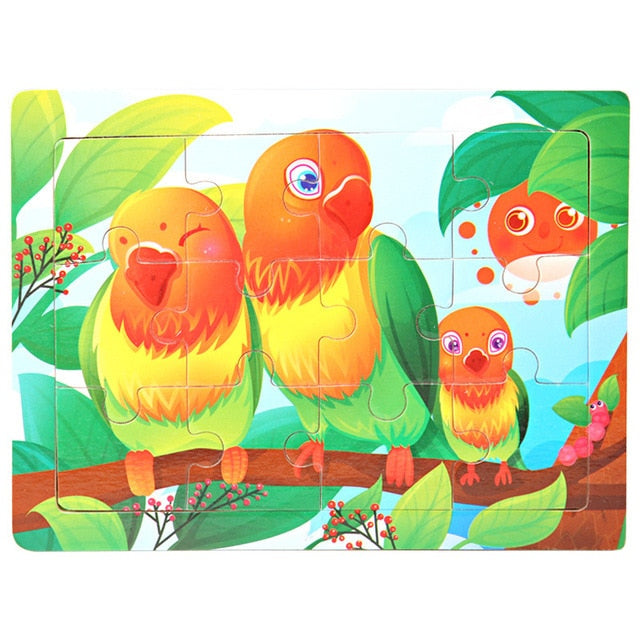 30 Pieces Wooden 3d Puzzles Cartoon Animal