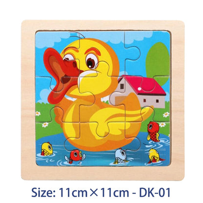 11CM Colorful Wood 3D Puzzles Cartoon Animals Kids Educational Toy Games