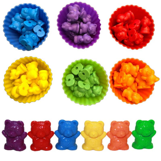 1 Set Rainbow Weight Counting Bear With Stacking