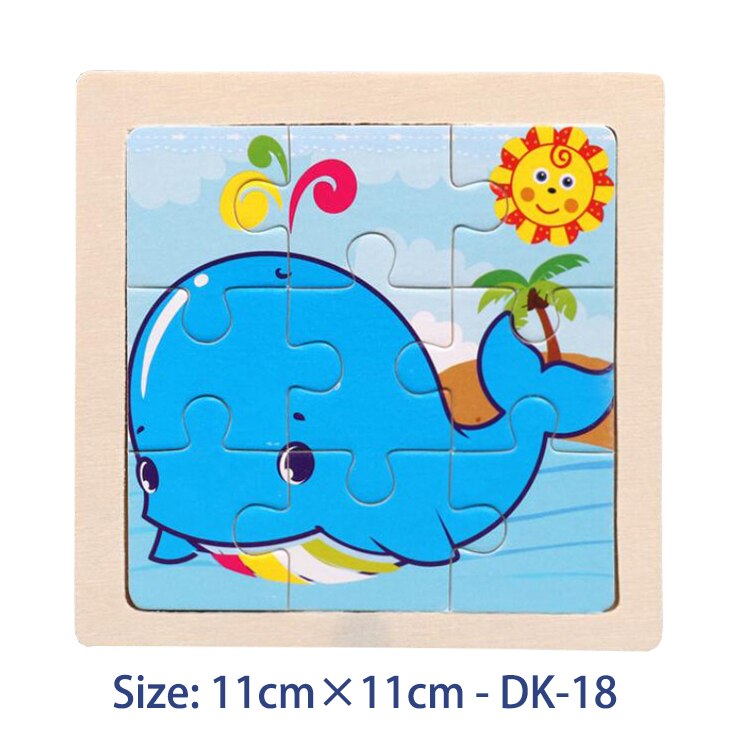 11CM Colorful Wood 3D Puzzles Cartoon Animals Kids Educational Toy Games