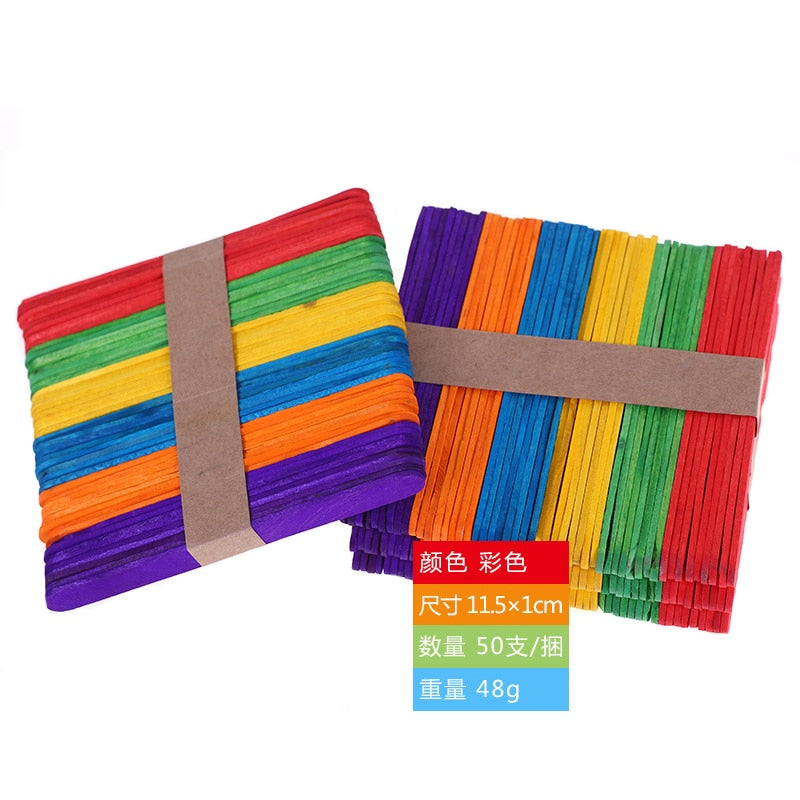 Colorful Hand Crafts DIY Wooden Sticks Popsicle