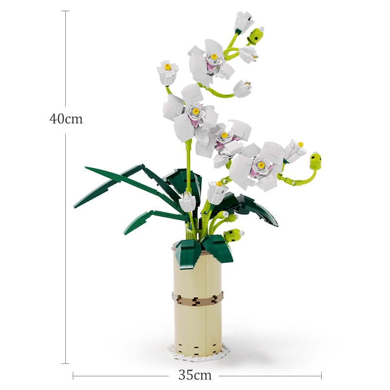 Moc Bouquet Orchid Flowers Building Blocks