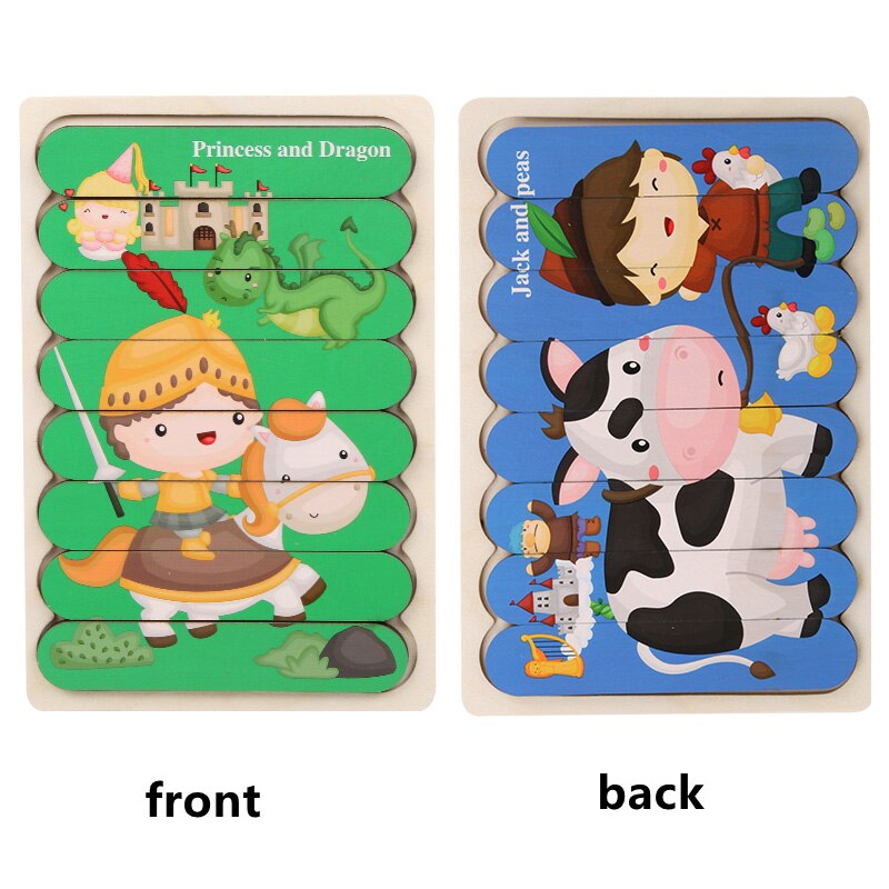 Kids Wooden Two-sided Strip 3D Puzzles