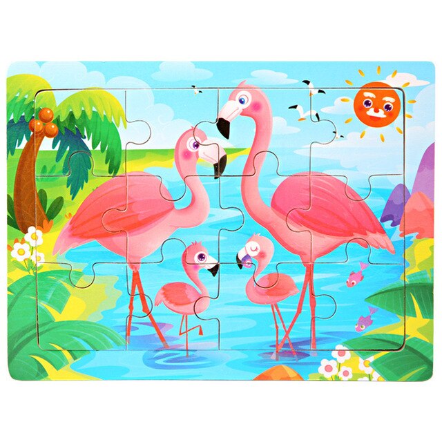 30 Pieces Wooden 3d Puzzles Cartoon Animal