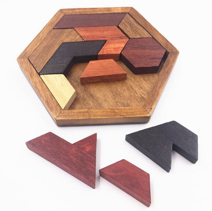 Colorful Hexagonal Wooden Geometric Shape Jigsaw Puzzles Board Montessori toys Educational Toys