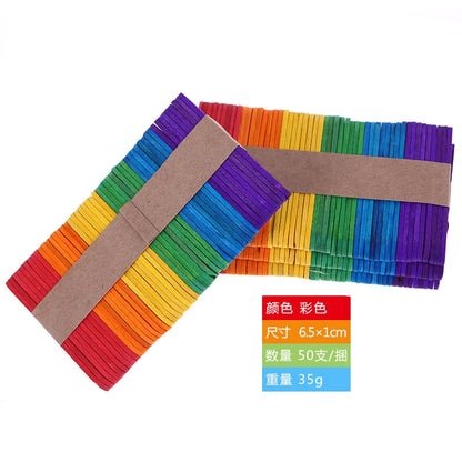 Colorful Hand Crafts DIY Wooden Sticks Popsicle