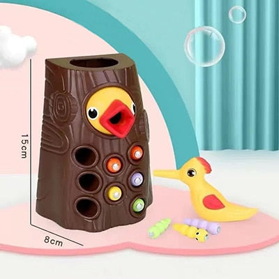 Montessori Toddler Toy Magnetic Woodpecker Catching