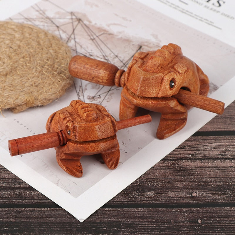 Wooden Lucky Frog Toy Animal Money Frog Clackers