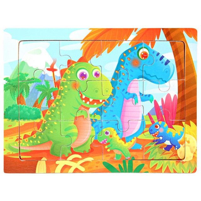 30 Pieces Wooden 3d Puzzles Cartoon Animal