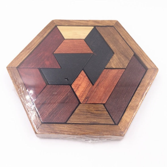 Colorful Hexagonal Wooden Geometric Shape Jigsaw Puzzles Board Montessori toys Educational Toys