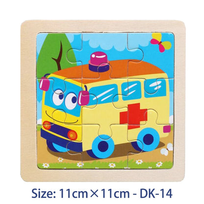 11CM Colorful Wood 3D Puzzles Cartoon Animals Kids Educational Toy Games