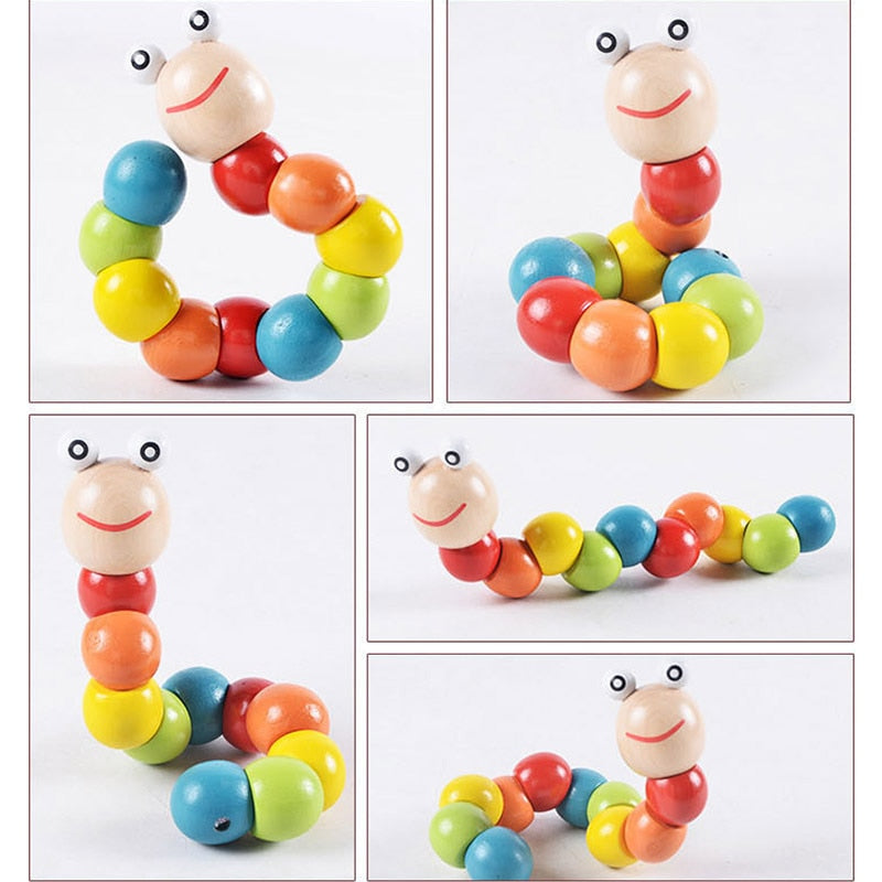 Colorful Wooden Worm Puzzles Kids Learning