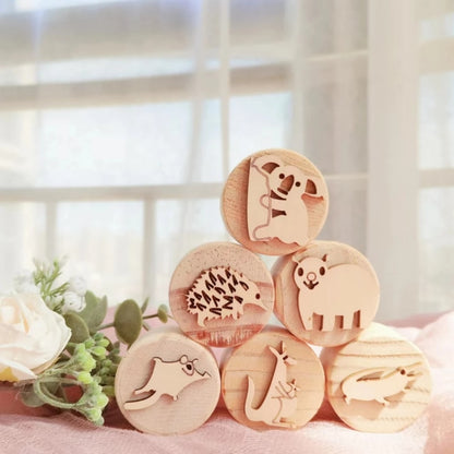 Wooden Montessori Play Dough Stamps