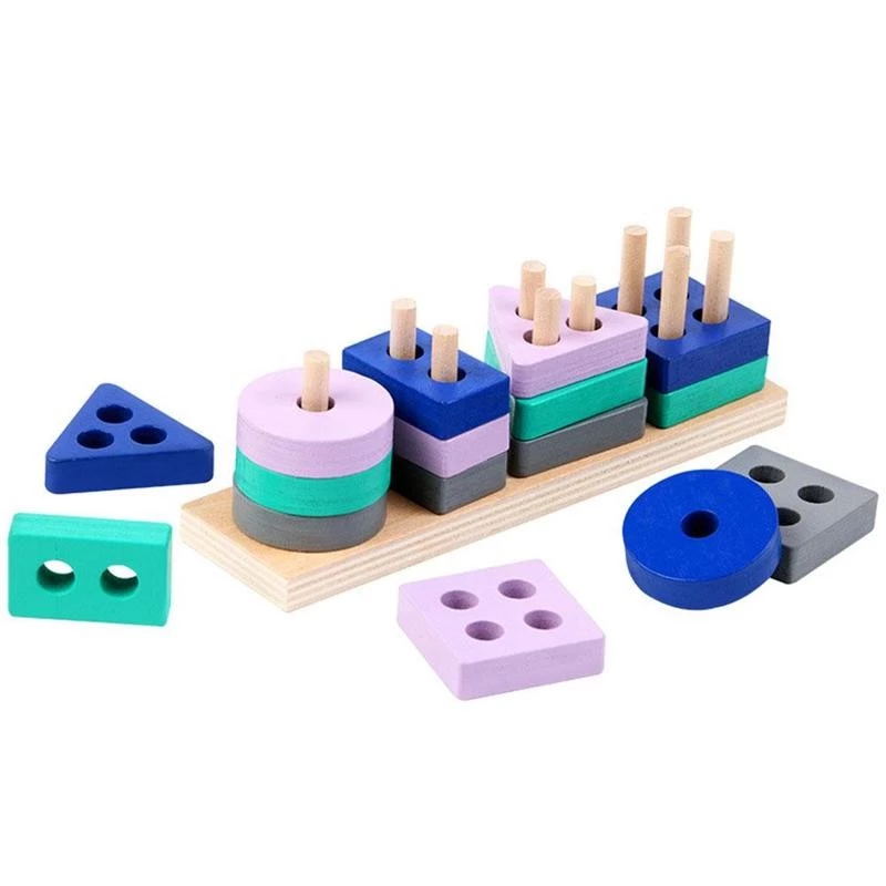 Montessori Toy Wooden Building Blocks Educational Color