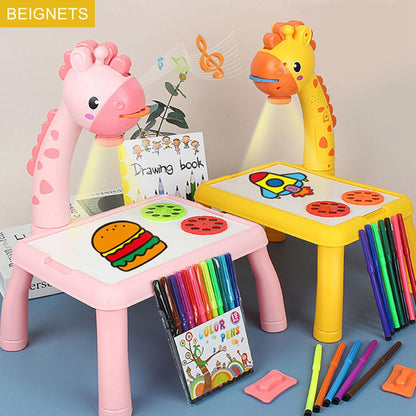 Kids Projector Drawing Table Painting Board Desk