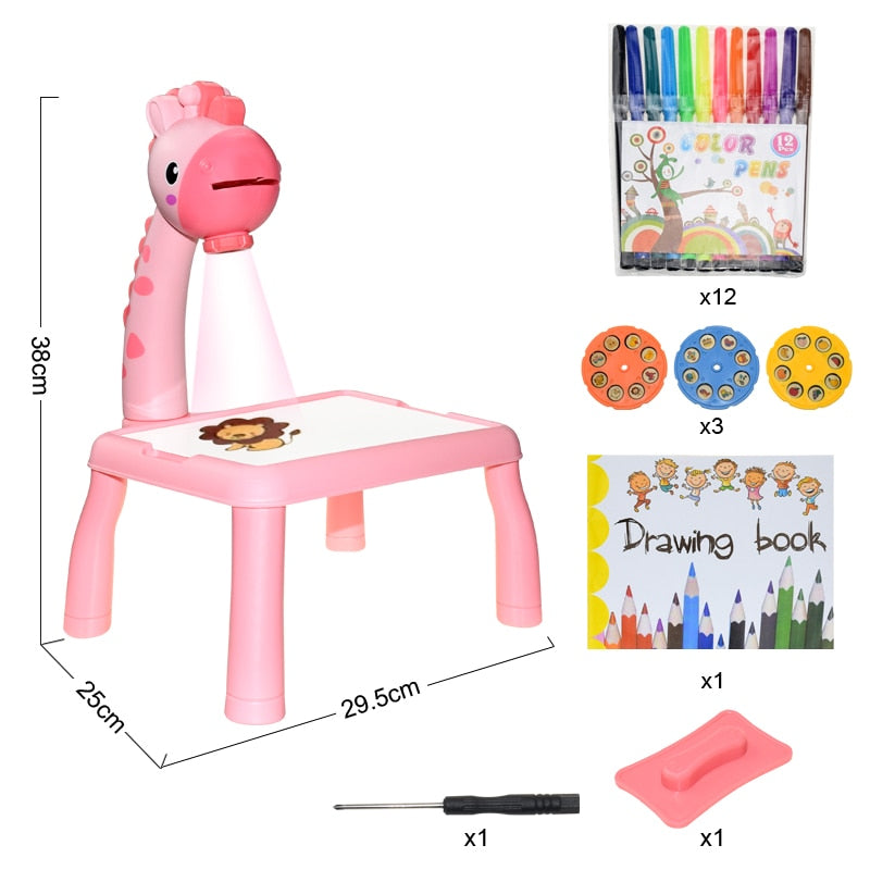 Kids Led Projector Drawing Table Toy Set