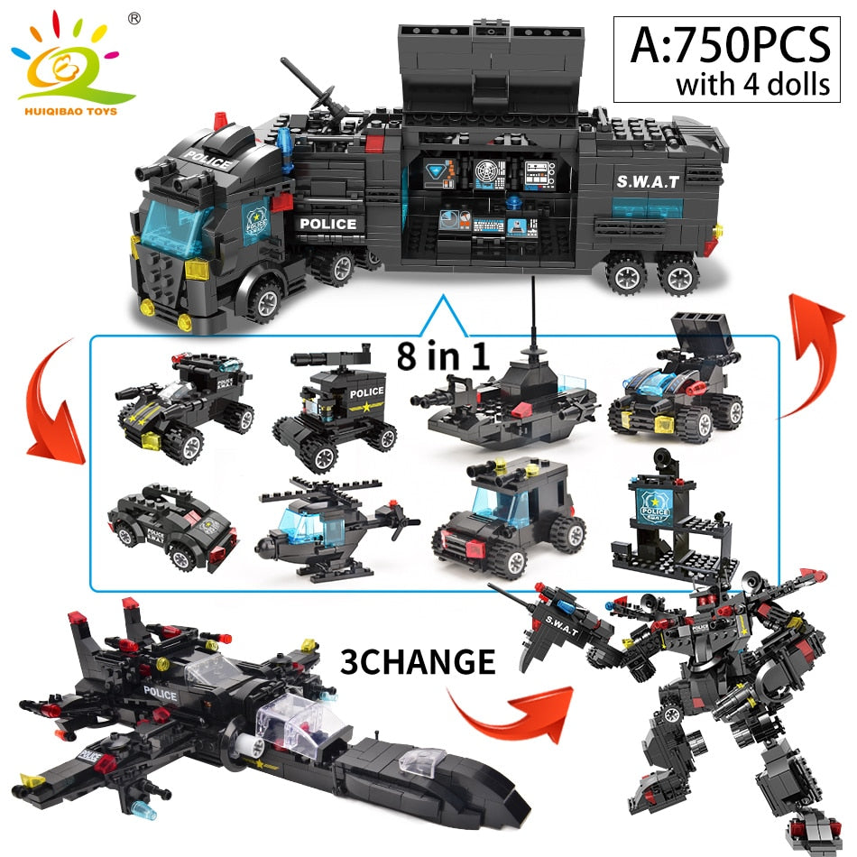 SWAT Police Station Truck Model Building Blocks