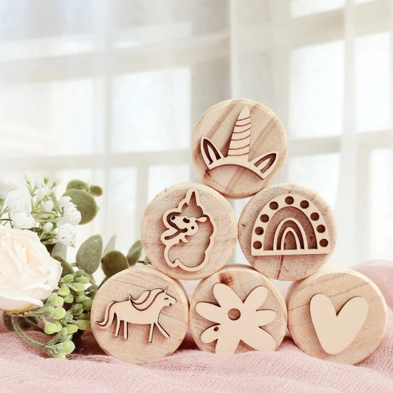 Wooden Montessori Play Dough Stamps