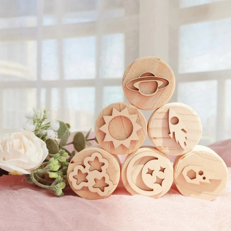 Wooden Montessori Play Dough Stamps