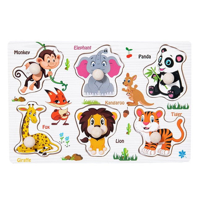 New Montessori Toys Wooden Puzzle Cartoon