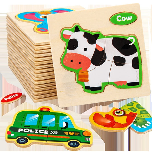 Wooden Puzzle Cartoon Animal Traffic