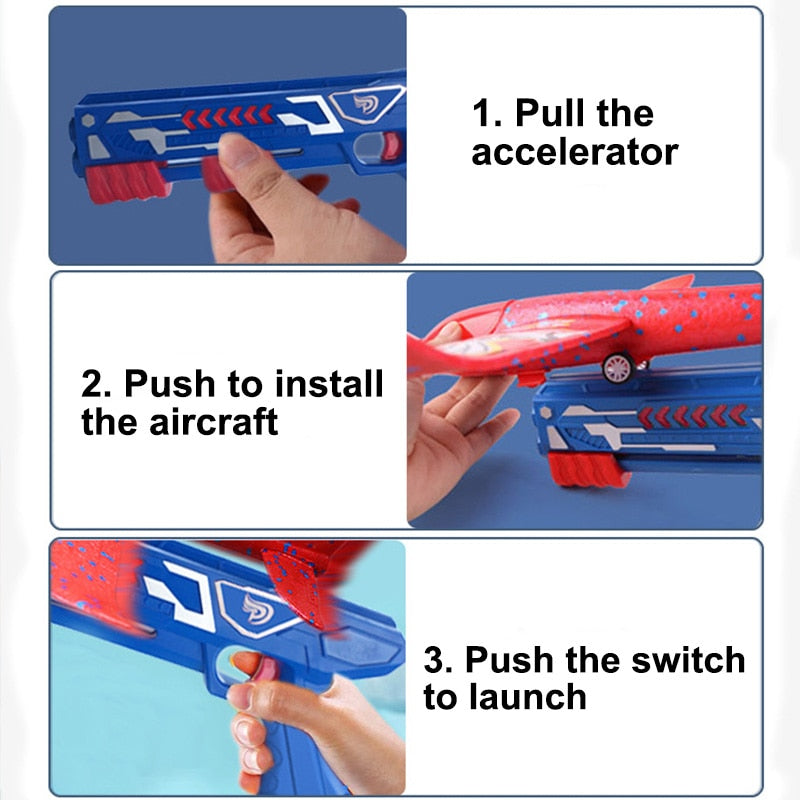 Foam Plane Glider Hand Throw Launcher Guns