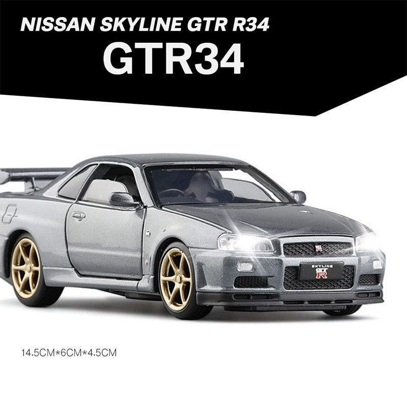 Nissan GTR R35 R34 Racing Car Model Scale Children