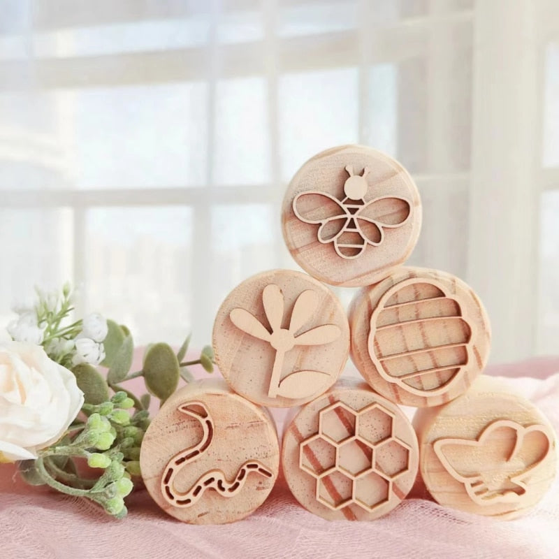 Wooden Montessori Play Dough Stamps