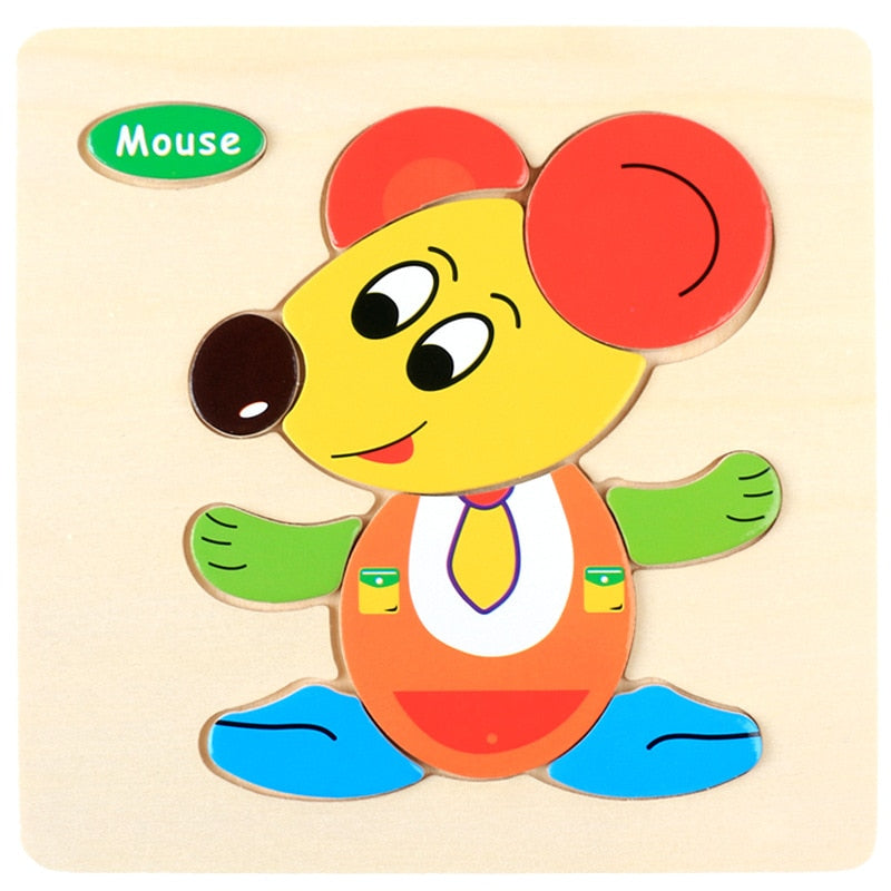 New Baby Toys Wooden 3d Puzzle Cartoon Animal