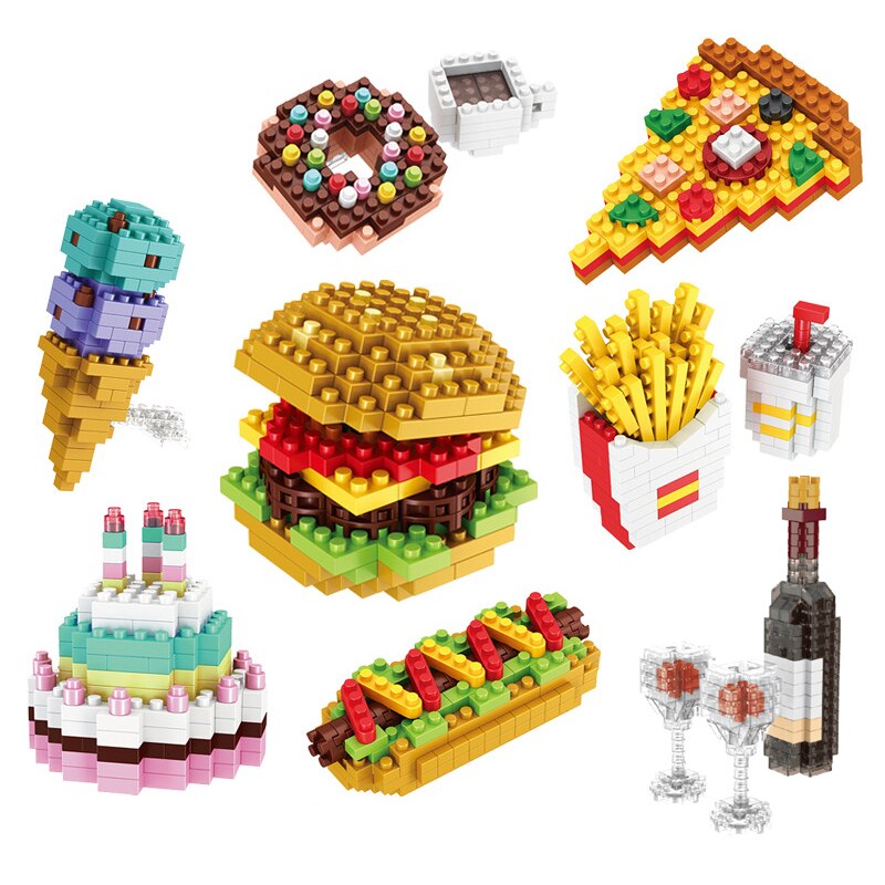 Mini Blocks Moc Fast Food Burger Ice Cream