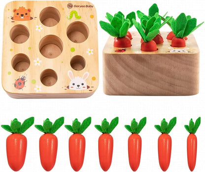 Montessori Toys for  Baby Pull Carrot Set Wooden Toy