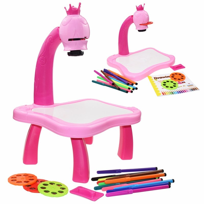 Kids Led Projector Drawing Table Toy Set