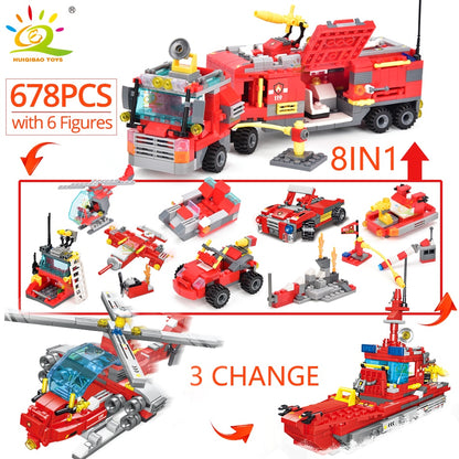 8in1 City Fire Truck Model Building Blocks