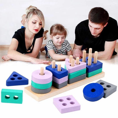 Montessori Toy Wooden Building Blocks Educational Color