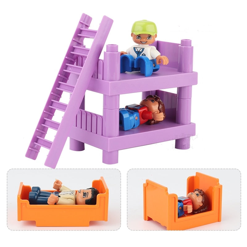 Big Building Blocks Doll House Bed Cabinet