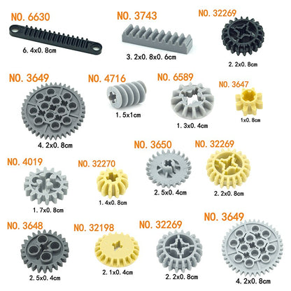 Technical Gear Axle Bricks Parts Worm Rack